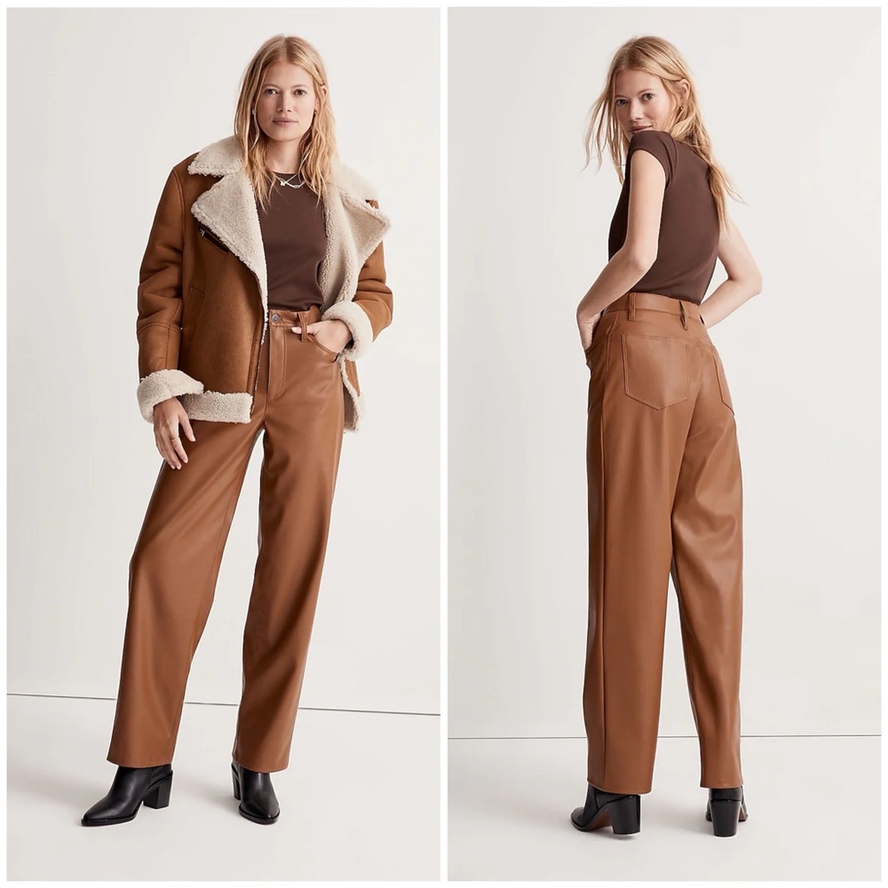 MADEWELL The Perfect Vintage Wide-Leg Pant‎ Faux Leather Edition Size 30